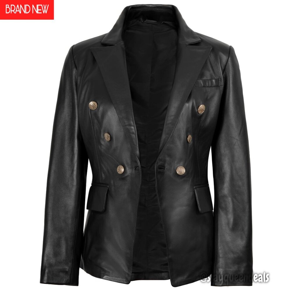 Real Lambskin Leather Blazer Jacket Women's Regular Fit Blazer